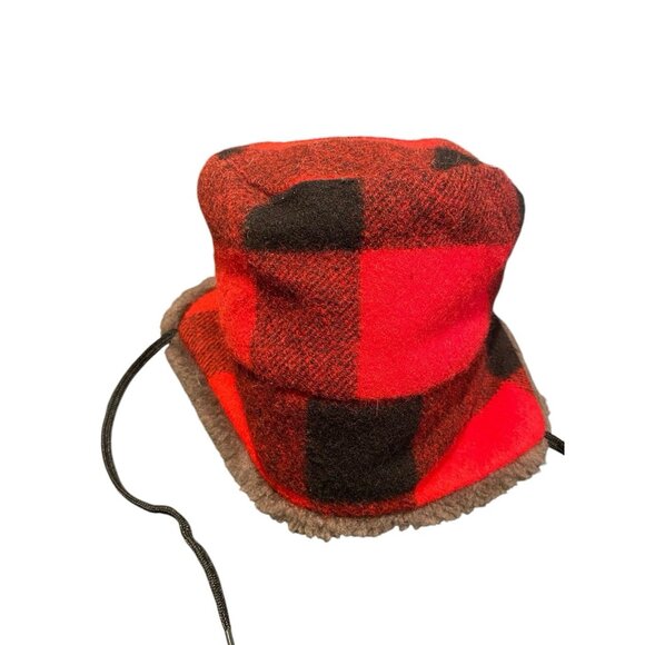 VINTAGE EDDIE BAUER BUFFALOS PLAID WOOL AND  DOWN TRAPPER HAT - Picture 2 of 5